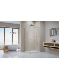   Radaway Essenza Brushed Nickel ﻿KDJ szögletes ﻿szálcsiszolt króm zuhanykabin 80x80 átlátszó jobbos