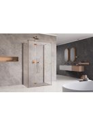 Radaway ﻿Essenza Brushed Copper ﻿KDJ+S ﻿szögletes ﻿szálcsiszolt réz zuhanykabin 80x70 átlátszó jobbos