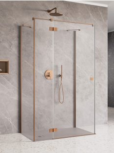   Radaway ﻿Essenza Brushed Copper ﻿KDJ+S ﻿szögletes ﻿szálcsiszolt réz zuhanykabin 90x70 átlátszó jobbos