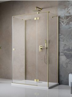   Radaway ﻿Essenza Brushed Gold ﻿KDJ+S ﻿szögletes ﻿szálcsiszolt arany zuhanykabin 90x100 átlátszó jobbos