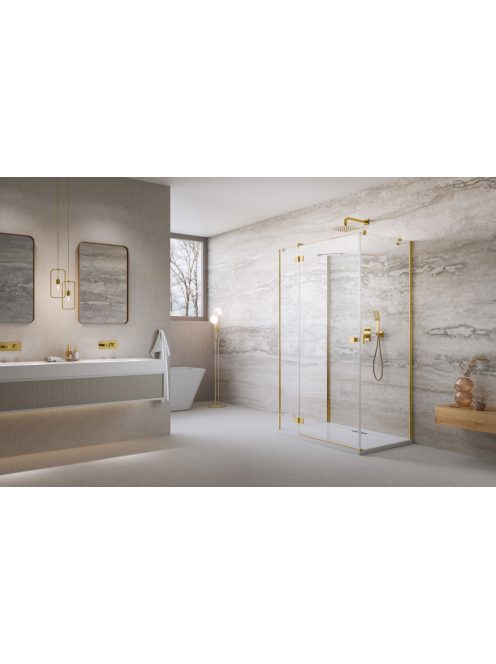 Radaway ﻿Essenza Gold ﻿KDJ+S ﻿szögletes ﻿arany zuhanykabin 90x70 átlátszó jobbos