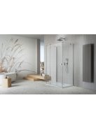 Radaway ﻿Essenza Brushed Nickel ﻿KDJ+S ﻿szögletes ﻿szálcsiszolt króm zuhanykabin 90x100 átlátszó balos