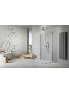   Radaway ﻿Essenza Brushed Nickel ﻿KDJ+S ﻿szögletes ﻿szálcsiszolt króm zuhanykabin 90x110 átlátszó balos
