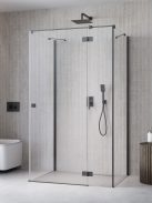 Radaway ﻿Essenza Brushed GunMetal ﻿KDJ+S ﻿szögletes ﻿szálcsiszolt fegyvermetál zuhanykabin 90x80 átlátszó balos
