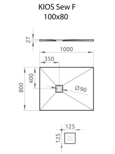   Radaway Kios SEw F szögletes lapos zuhanytálca 100x80 fehér