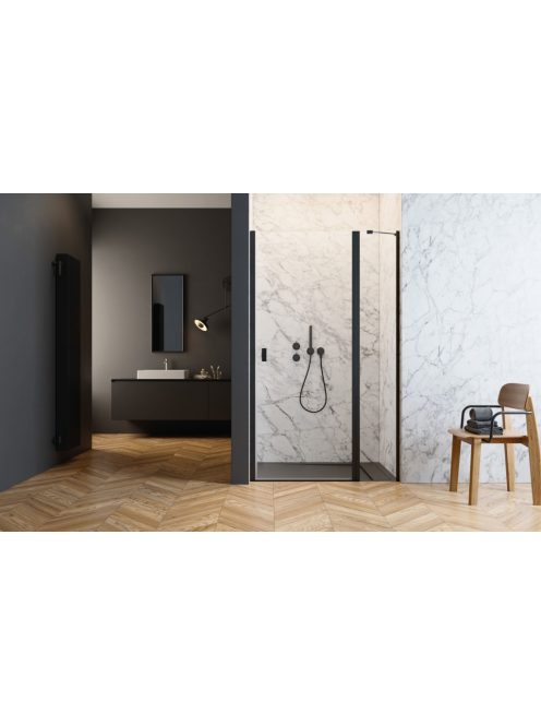 Radaway Nes 8 Black DWJ II fekete zuhanyajtó 120 átlátszó balos