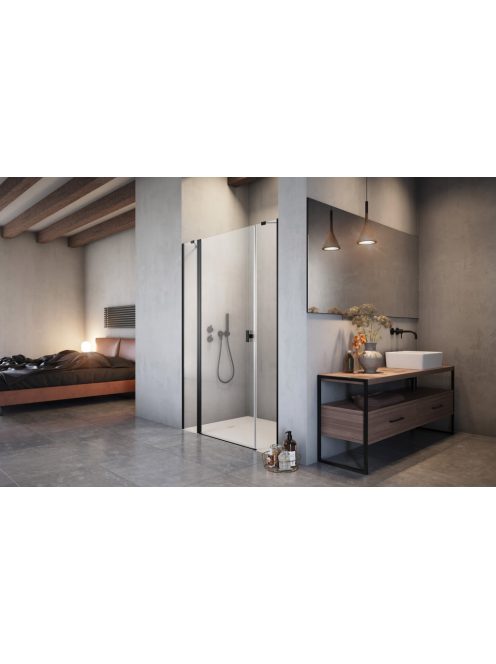 Radaway Nes 8 Black DWJS fekete zuhanyajtó 130 átlátszó balos