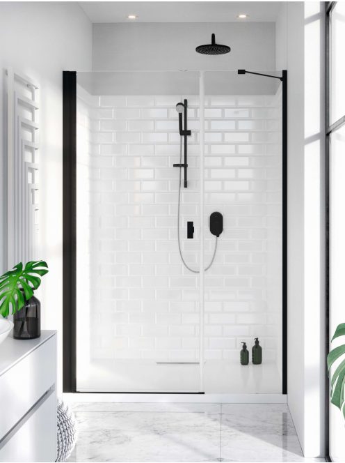 Radaway Nes 8 Black DWS fekete zuhanyajtó 100 átlátszó balos