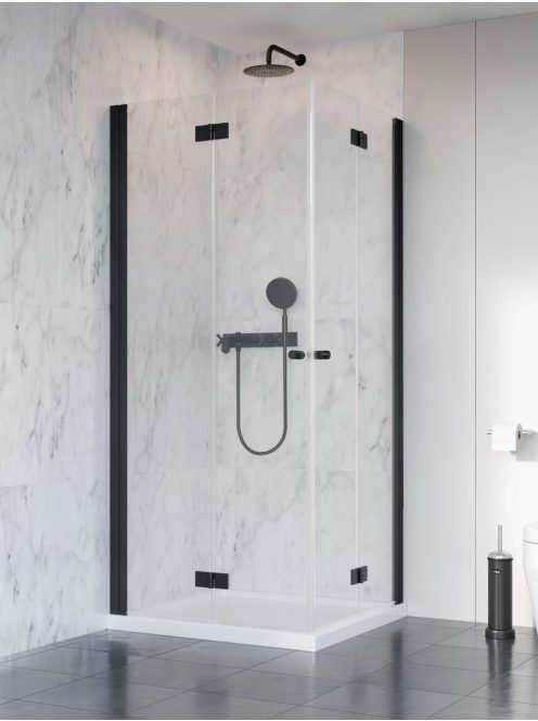 Radaway Nes 8 Black KDD-B szögletes fekete zuhanykabin 90x90 átlátszó