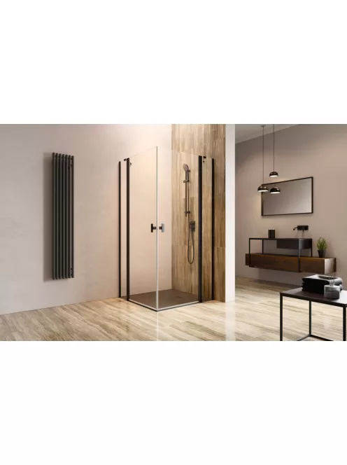 Radaway Nes 8 Black KDD II szögletes fekete zuhanykabin 100x90 átlátszó