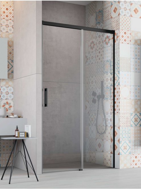 Radaway Idea 8 Black DWJ fekete zuhanyajtó 110 átlátszó balos