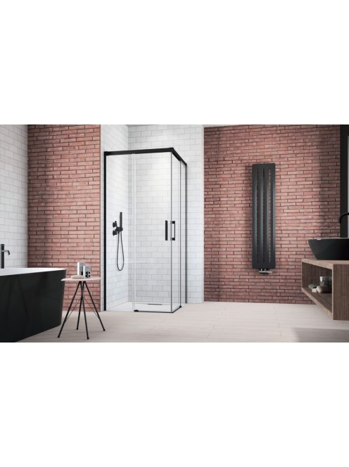Radaway Idea 8 Black KDD szögletes fekete zuhanykabin 110x110 átlátszó