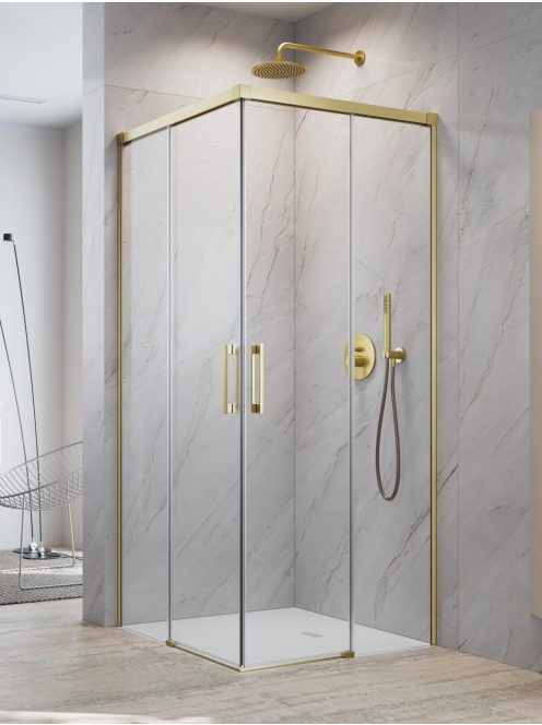 Radaway Idea 8 Brushed Gold KDD szögletes szálcsiszolt arany zuhanykabin 90x80 átlátszó