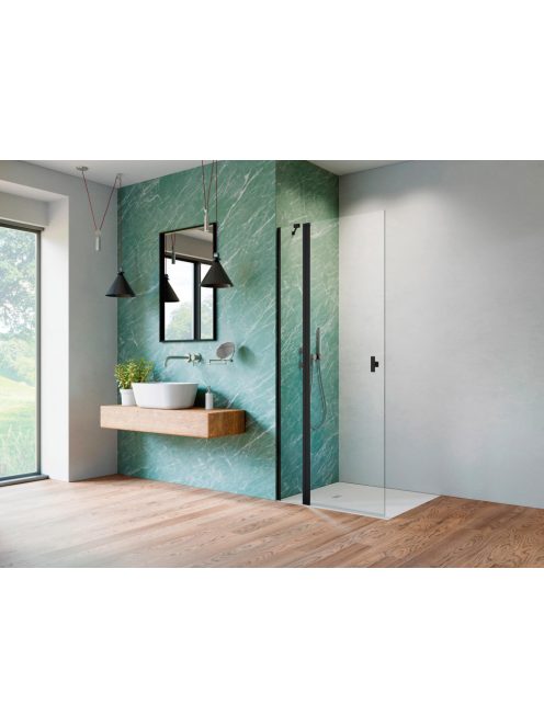 Radaway Nes 8 Black Walk-in KDD II fekete zuhanyfal 100 átlátszó jobbos