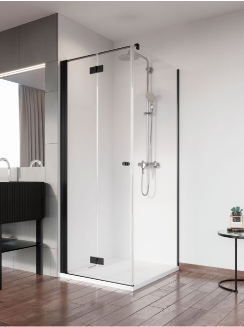 Radaway Nes 8 Black KDJ-B szögletes fekete zuhanykabin 90x90 átlátszó jobbos