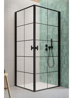   Radaway Nes Black KDD I Factory szögletes fekete zuhanykabin 90x80 átlátszó