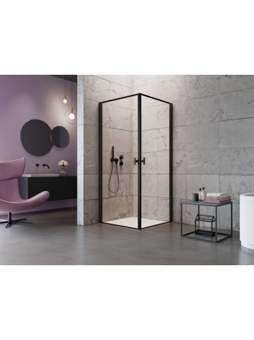 Radaway Nes Black KDD I Frame szögletes fekete zuhanykabin 100x100 átlátszó