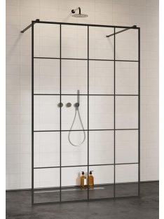   Radaway Modo X Black I Factory Walk-in fekete zuhanyfal 150 átlátszó