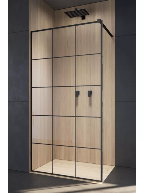 Radaway Modo X Black II Factory Walk-in fekete zuhanyfal 160 átlátszó