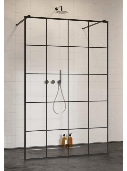 Radaway Modo New Black I Factory Walk-in fekete zuhanyfal 130 átlátszó