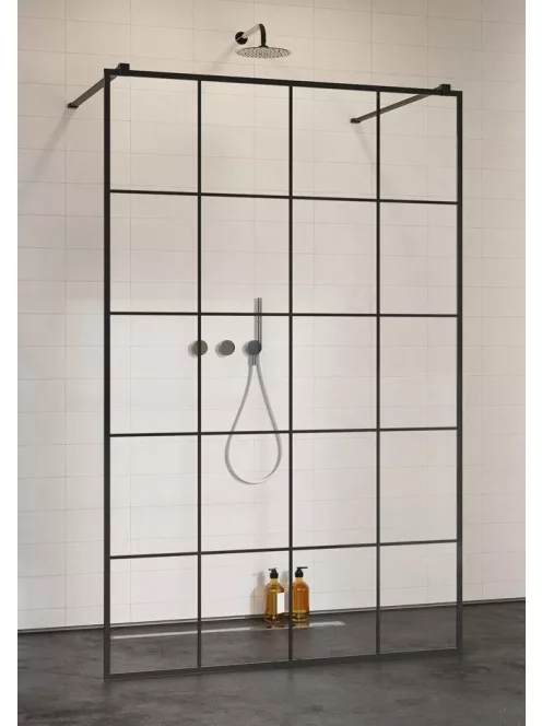Radaway Modo New Black I Factory Walk-in fekete zuhanyfal 160 átlátszó