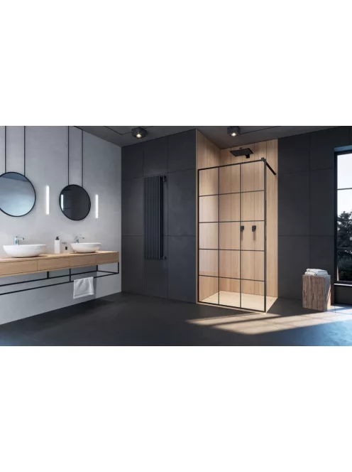 Radaway Modo New Black II Factory Walk-in fekete zuhanyfal 70 átlátszó