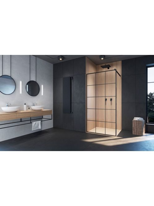 Radaway Modo New Black II Factory Walk-in fekete zuhanyfal 75 átlátszó