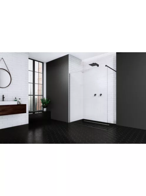 Radaway Modo New Black II Walk-in fekete zuhanyfal 150 átlátszó