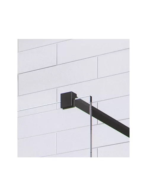 Radaway Modo New Black II Walk-in fekete zuhanyfal törölközőtartóval 95 átlátszó