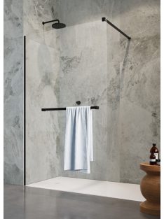   Radaway Modo New Black II Walk-in fekete zuhanyfal törölközőtartóval 135 átlátszó