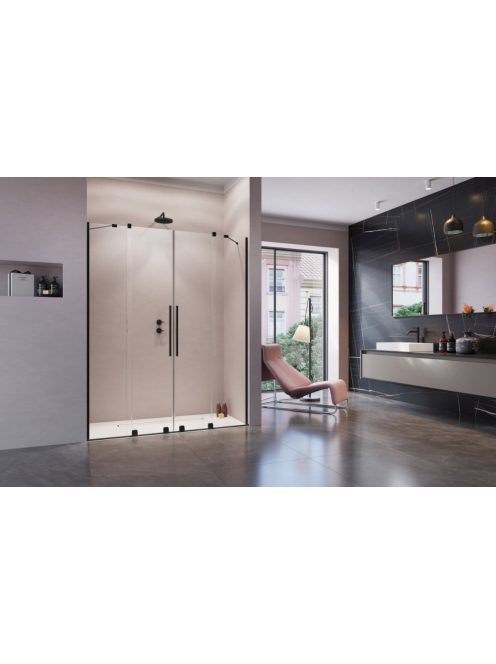 Radaway Furo Black DWD fekete zuhanyajtó 150 átlátszó