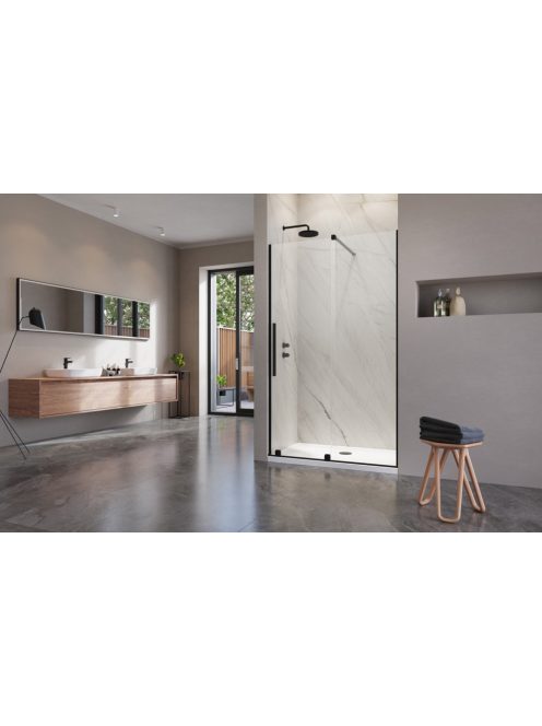 Radaway Furo Black DWJ fekete zuhanyajtó 110 átlátszó jobbos