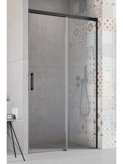 Radaway Idea Black DWJ fekete zuhanyajtó 100 átlátszó balos