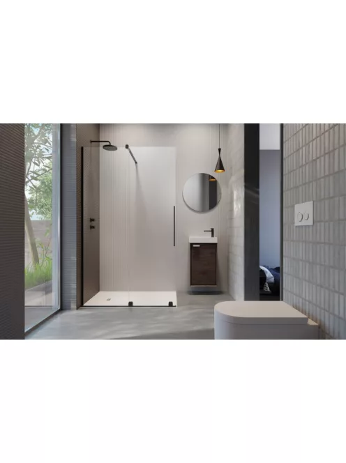 Radaway Furo Black Walk-in fekete zuhanyfal 120 átlátszó balos
