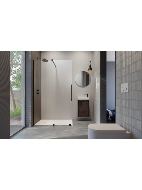 Radaway Furo Black Walk-in fekete zuhanyfal 120 átlátszó jobbos