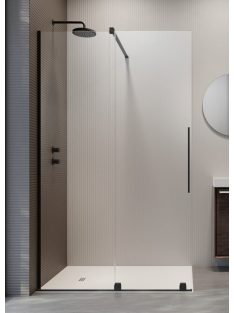   Radaway Furo Black Walk-in fekete zuhanyfal 160 átlátszó jobbos