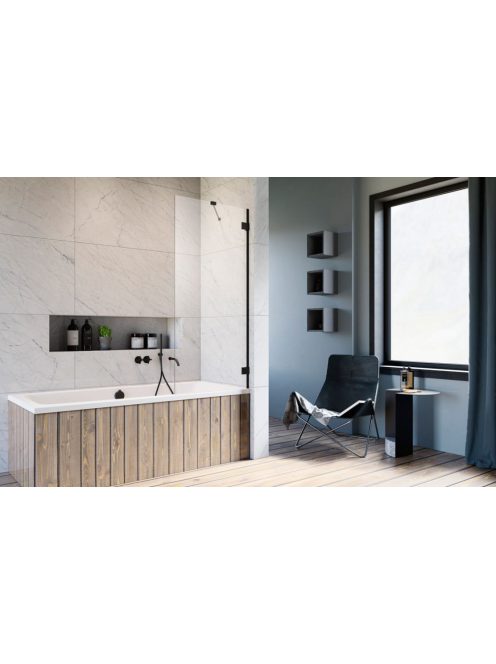 Radaway Essenza Pro Black PNJ II fekete kádparaván 60 átlátszó