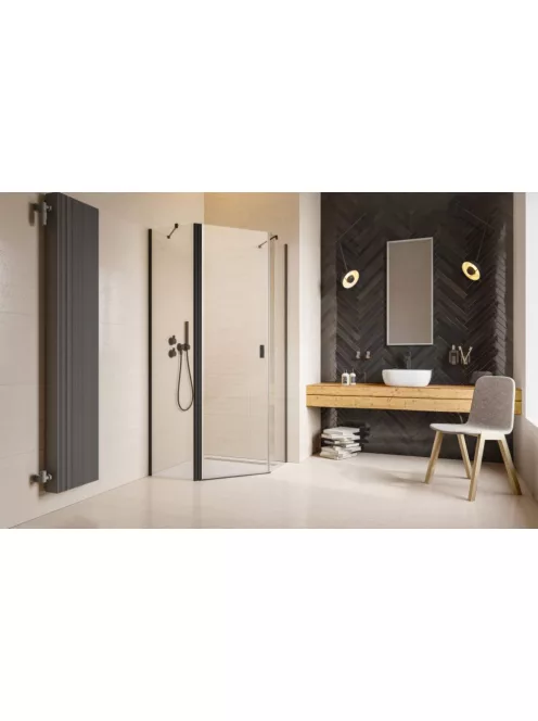 Radaway Nes Black PTJ szögletes fekete zuhanykabin 90x90B átlátszó, balos
