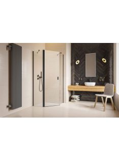   Radaway Nes Black PTJ szögletes fekete zuhanykabin 100x90B átlátszó, balos, ajtó a hosszabb oldalon