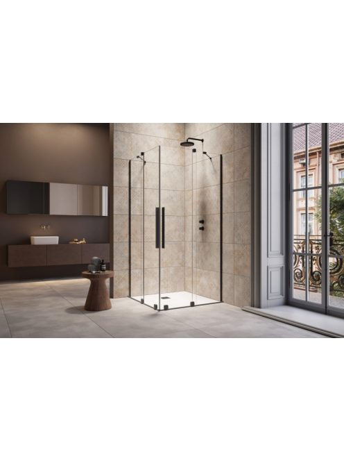 Radaway Furo Black KDD szögletes fekete zuhanykabin 90x80 átlátszó