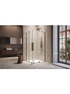   Radaway Furo Black KDD szögletes fekete zuhanykabin 110x110 átlátszó