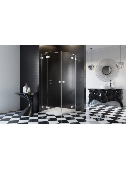 Radaway Essenza Pro White PDD íves fehér zuhanykabin 80x80 átlátszó