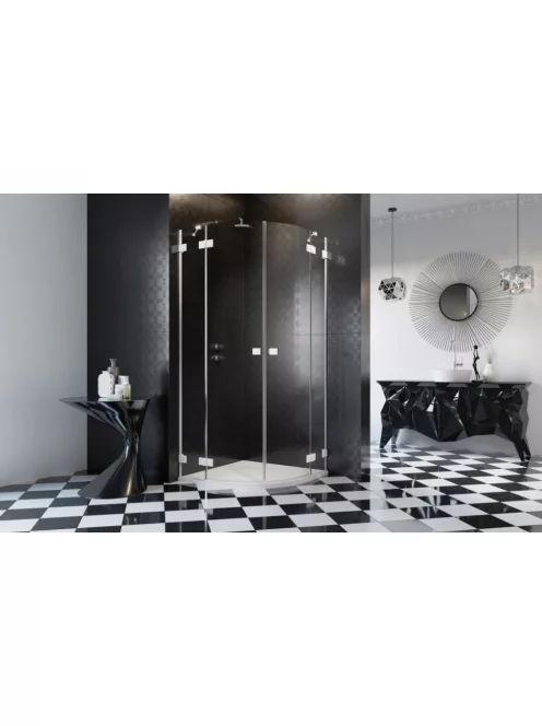 Radaway Essenza Pro White PDD íves fehér zuhanykabin 90x80 átlátszó