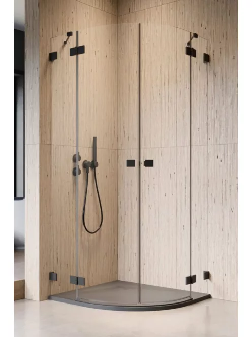 Radaway Essenza Pro Black PDD íves fekete zuhanykabin 80x100 átlátszó