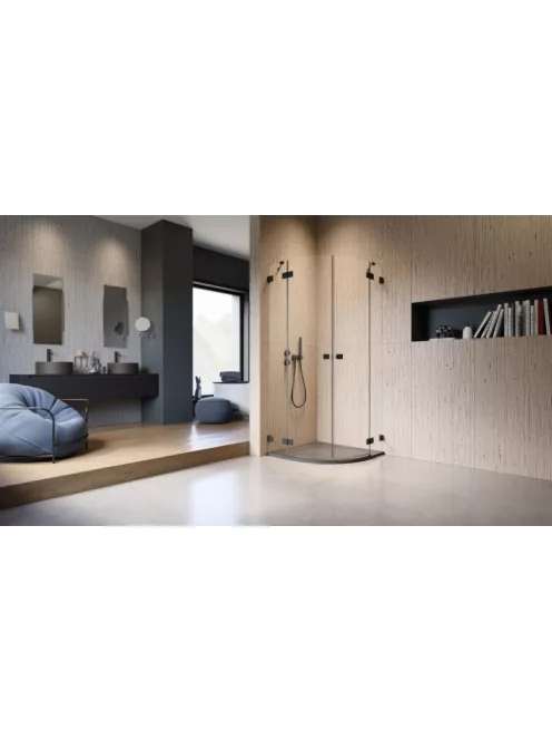 Radaway Essenza Pro Black PDD íves fekete zuhanykabin 100x80 átlátszó