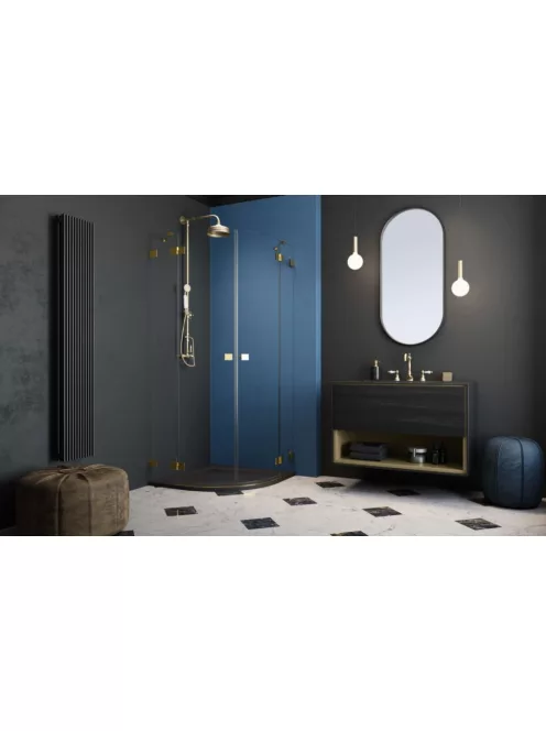 Radaway Essenza Pro Gold PDD íves arany zuhanykabin 80x80 átlátszó