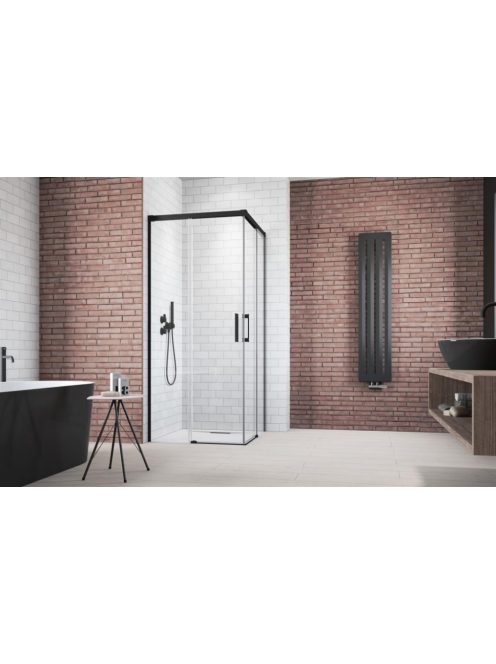 Radaway Idea Black KDD szögletes fekete zuhanykabin 110x110 átlátszó