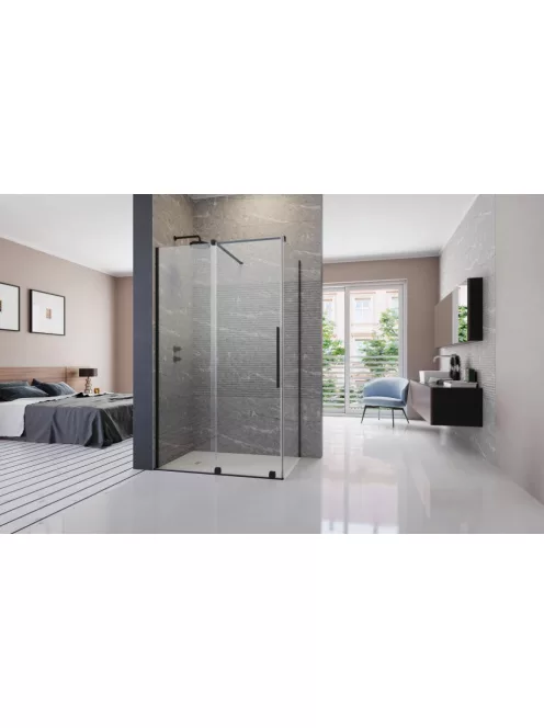 Radaway Furo Black KDJ szögletes fekete zuhanykabin 130x110 átlátszó jobbos