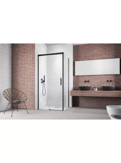 Radaway Idea Black KDJ szögletes fekete zuhanykabin 110x110 átlátszó jobbos