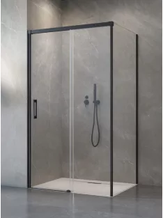   Radaway Idea Black KDS szögletes fekete zuhanykabin 110x100 átlátszó balos